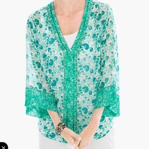 Chicos Congo Floral Tunic Embellished - Size 3 (XL)